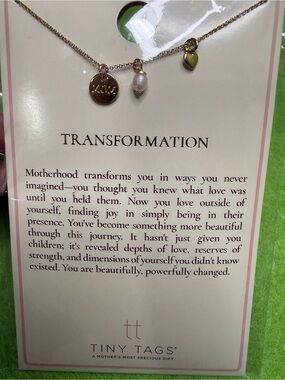 Tiny Tags Gold-Tone Necklace with Pearl Drop Heart Charm